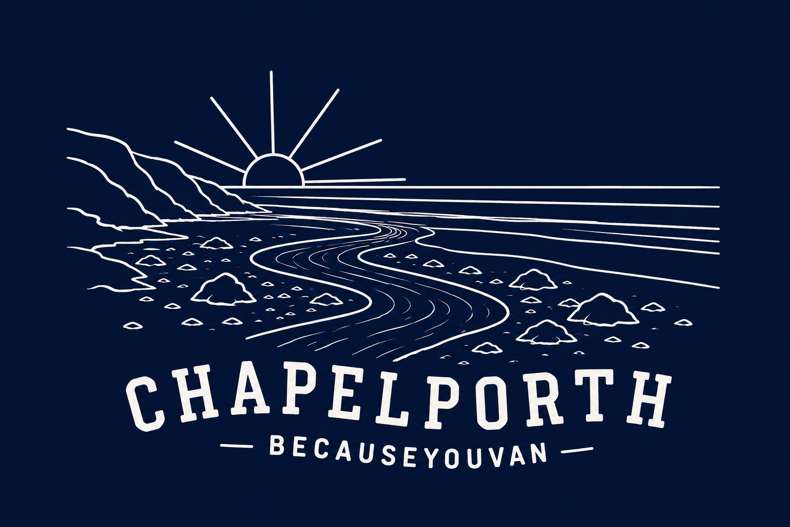 Chapel Porth Hoodie — hand-drawn First-drop BYV — Atlantic low-tide print